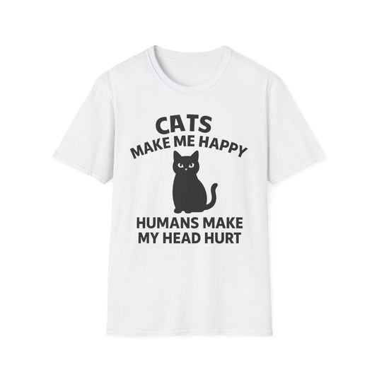 Cats Make Me Happy T-Shirt – Funny Cat Lover Tee for Pet Parents Unisex Softstyle T-Shirt